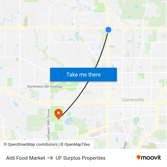 Aldi Food Market to UF Surplus Properties map