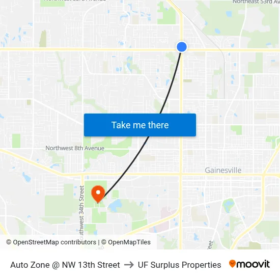 Auto Zone @ NW 13th Street to UF Surplus Properties map