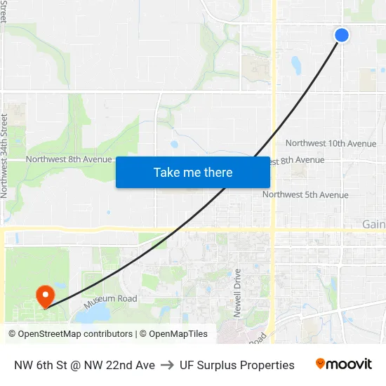 NW 6th St @ NW 22nd Ave to UF Surplus Properties map