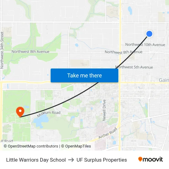 Little Warriors Day School to UF Surplus Properties map
