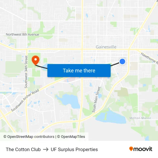 The Cotton Club to UF Surplus Properties map