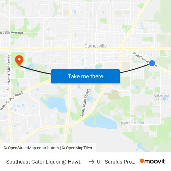 Southeast Gator Liquor @ Hawthorne Road to UF Surplus Properties map