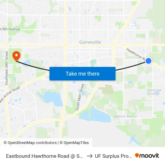 Eastbound Hawthorne Road @ SE 26th Street to UF Surplus Properties map