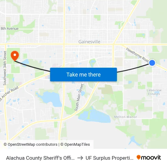 Alachua County Sheriff's Office to UF Surplus Properties map