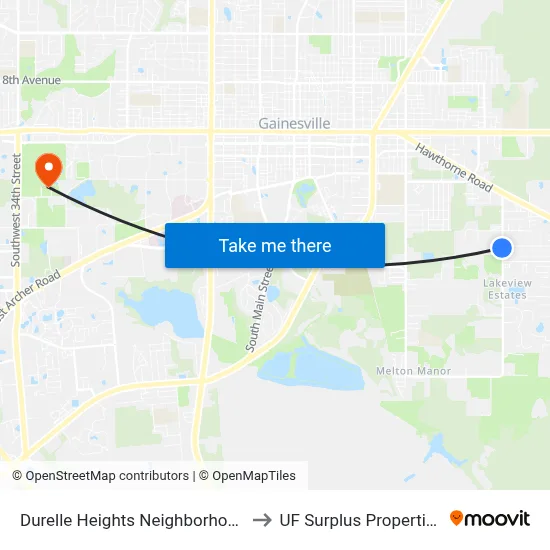 Durelle Heights Neighborhood to UF Surplus Properties map