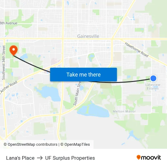 Lana's Place to UF Surplus Properties map