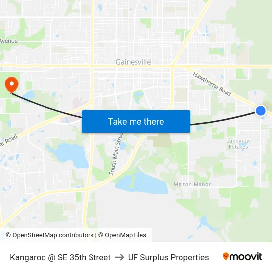 Kangaroo @ SE 35th Street to UF Surplus Properties map