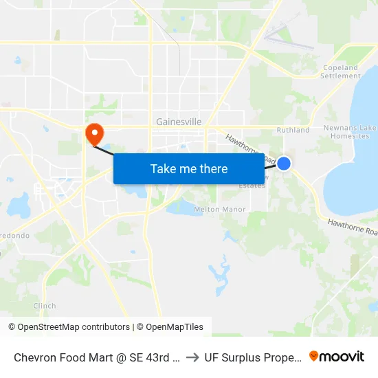Chevron Food Mart @ SE 43rd Street to UF Surplus Properties map