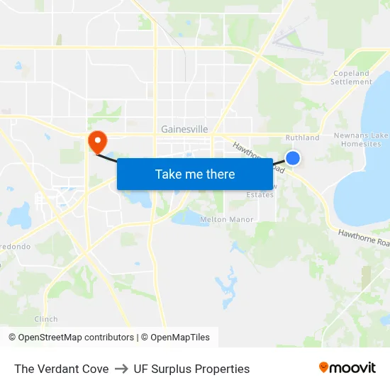 The Verdant Cove to UF Surplus Properties map