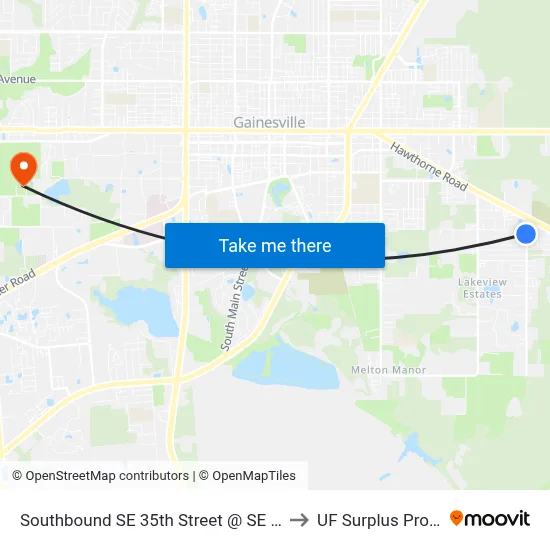 Southbound SE 35th Street @ SE 16th Avenue to UF Surplus Properties map