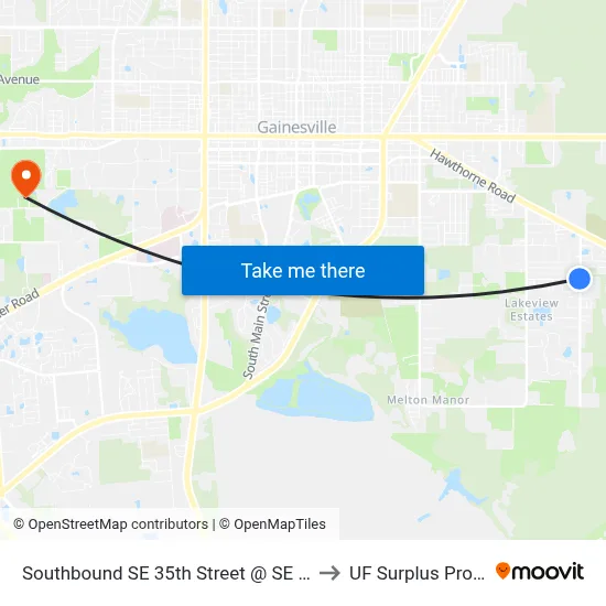 Southbound SE 35th Street @ SE 20th Avenue to UF Surplus Properties map