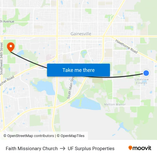 Faith Missionary Church to UF Surplus Properties map