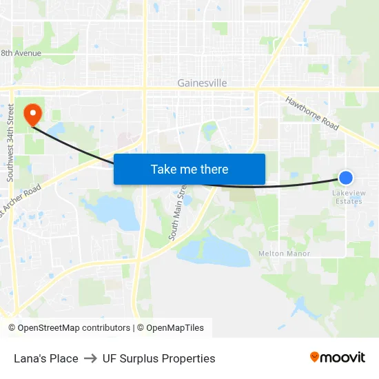 Lana's Place to UF Surplus Properties map