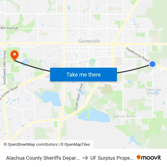 Alachua County Sheriffs Department to UF Surplus Properties map