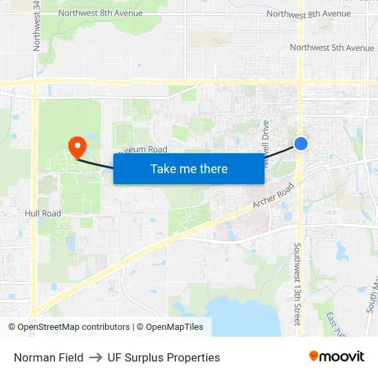 Norman Field to UF Surplus Properties map