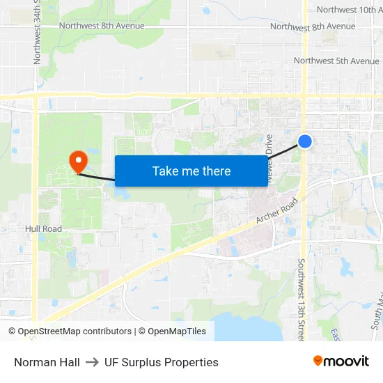 Norman Hall to UF Surplus Properties map