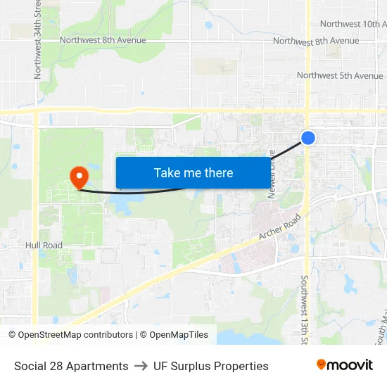 Social 28 Apartments to UF Surplus Properties map