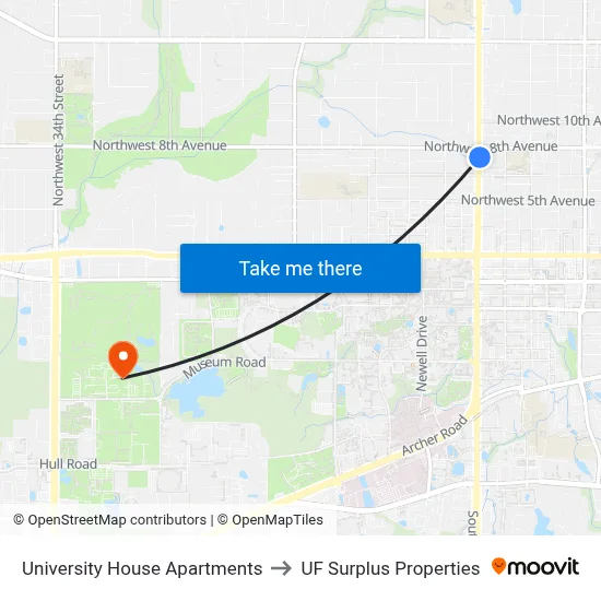 University House Apartments to UF Surplus Properties map