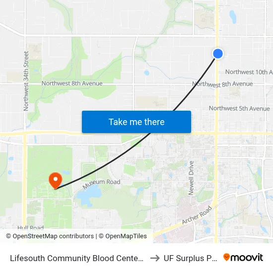 Lifesouth Community Blood Center @ NW 13th Street to UF Surplus Properties map