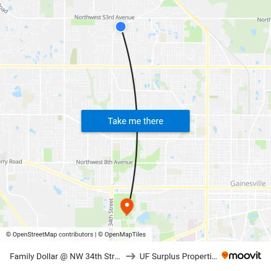 Family Dollar @ NW 34th Street to UF Surplus Properties map