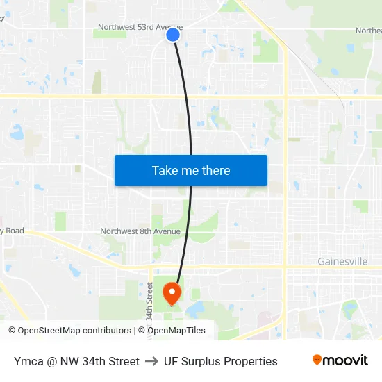 Ymca @ NW 34th Street to UF Surplus Properties map