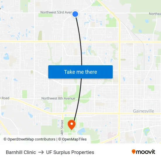 Barnhill Clinic to UF Surplus Properties map