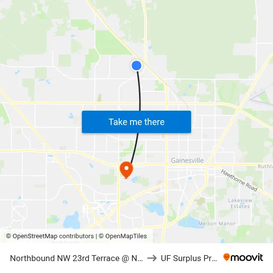 Northbound NW 23rd Terrace @ NW 62nd Avenue to UF Surplus Properties map