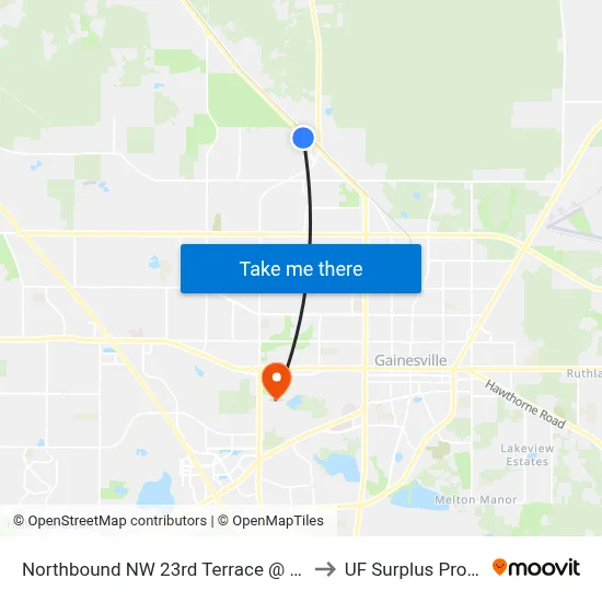 Northbound NW 23rd Terrace @ Us Hwy 441 to UF Surplus Properties map