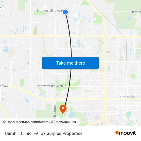 Barnhill Clinic to UF Surplus Properties map