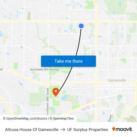 Altrusa House Of Gainesville to UF Surplus Properties map