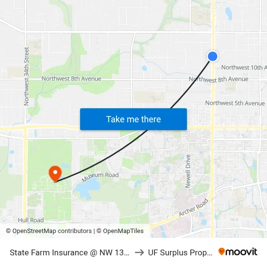 State Farm Insurance @ NW 13th Street to UF Surplus Properties map