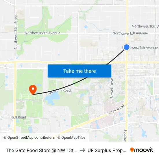 The Gate Food Store @ NW 13th Street to UF Surplus Properties map