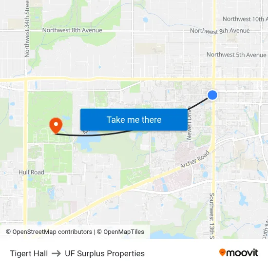 Tigert Hall to UF Surplus Properties map