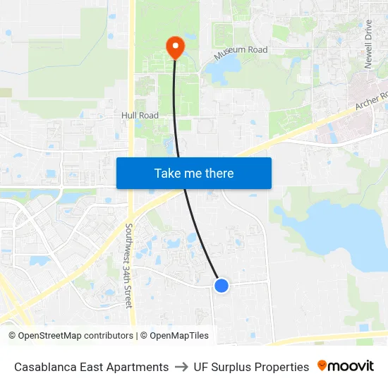 Casablanca East Apartments to UF Surplus Properties map