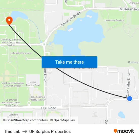 Ifas Lab to UF Surplus Properties map