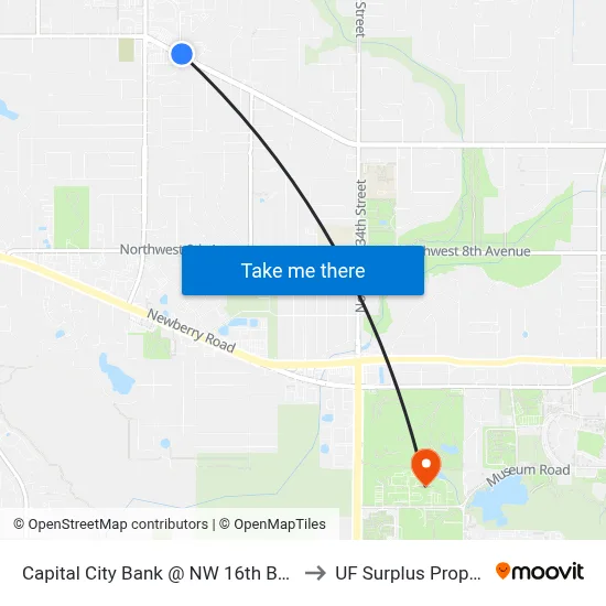 Capital City Bank @ NW 16th Boulevard to UF Surplus Properties map