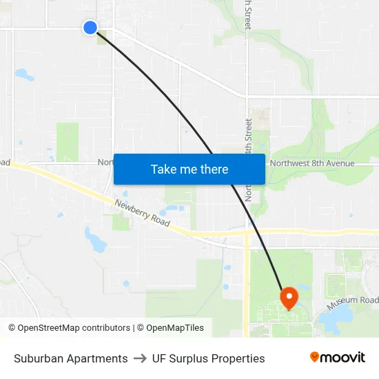 Suburban Apartments to UF Surplus Properties map