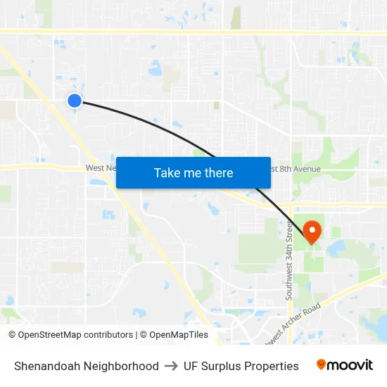 Shenandoah Neighborhood to UF Surplus Properties map
