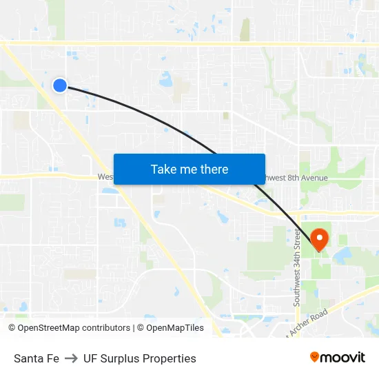 Santa Fe to UF Surplus Properties map