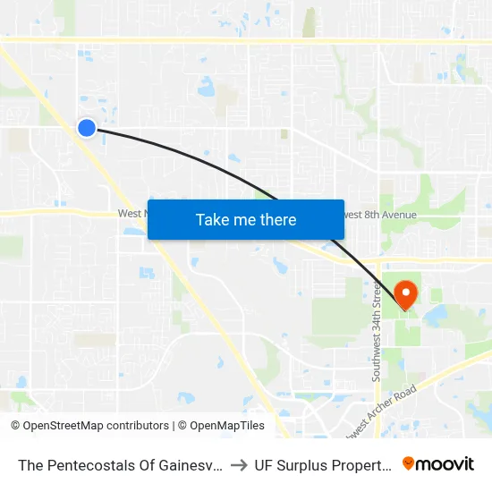 The Pentecostals Of Gainesville to UF Surplus Properties map