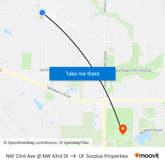 NW 23rd Ave @ NW 43rd St to UF Surplus Properties map