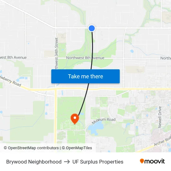 Brywood Neighborhood to UF Surplus Properties map