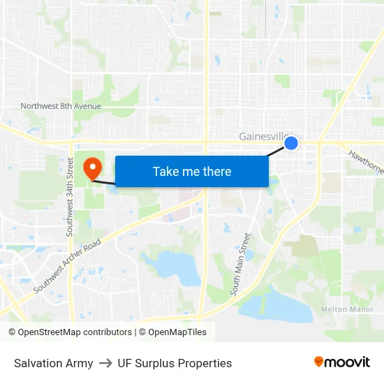 Salvation Army to UF Surplus Properties map