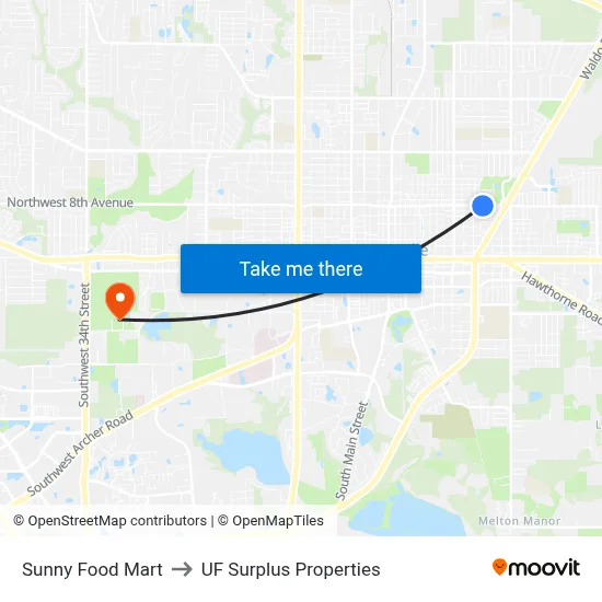 Sunny Food Mart to UF Surplus Properties map