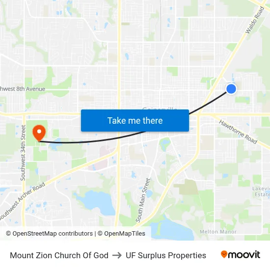 Mount Zion Church Of God to UF Surplus Properties map