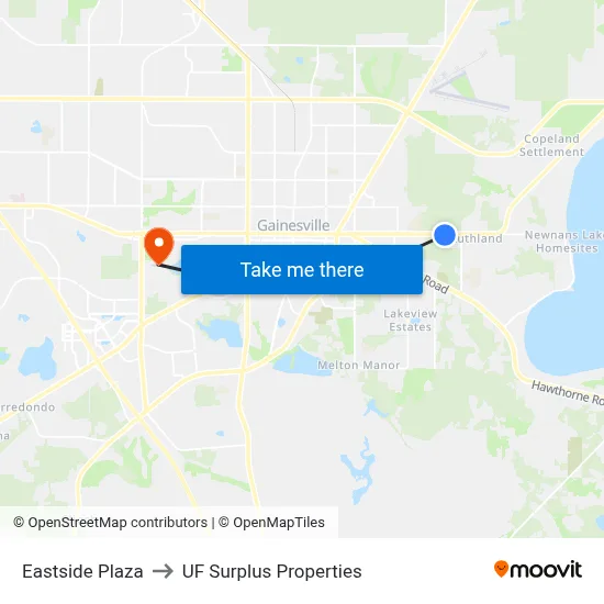 Eastside Plaza to UF Surplus Properties map