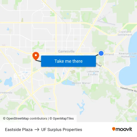 Eastside Plaza to UF Surplus Properties map