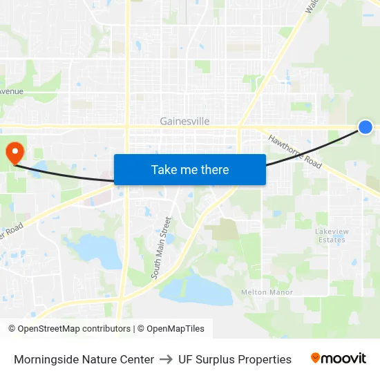 Morningside Nature Center to UF Surplus Properties map