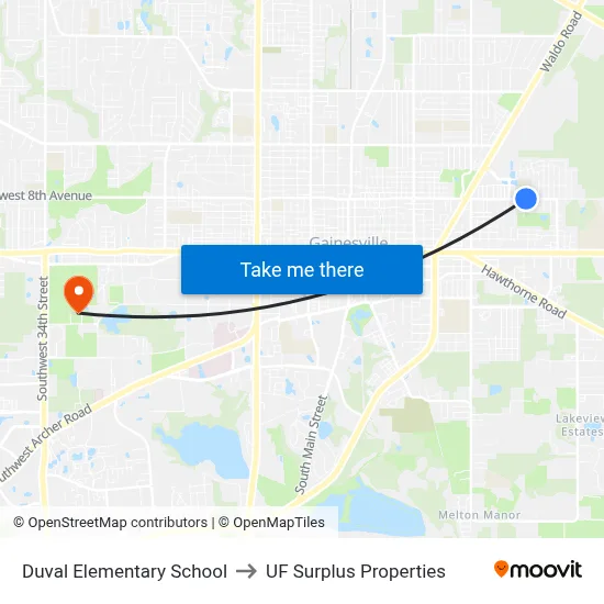 Duval Elementary School to UF Surplus Properties map