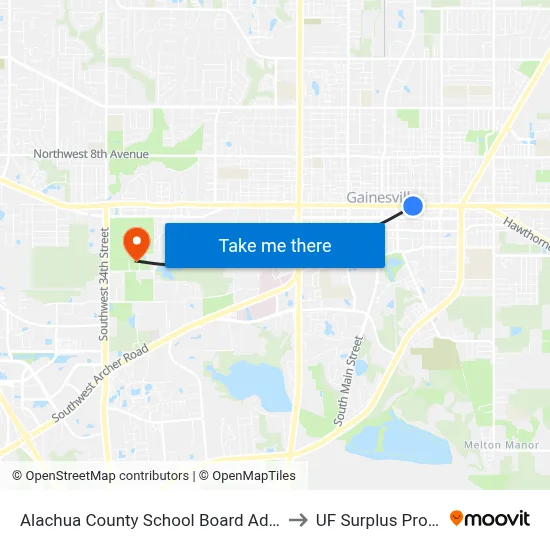 Alachua County School Board Administration to UF Surplus Properties map
